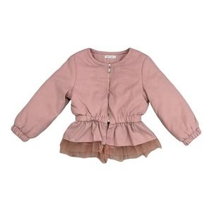 Dino Bebe Designer Blush Peplum Bomber Jacket - Girl Size 3